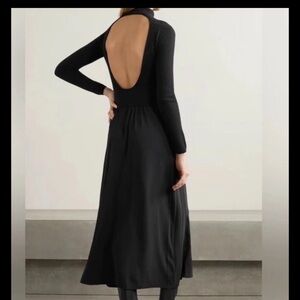 Vince Black Long-Sleeve Open-Back Midi Dress Wool Cashmere Blend Size 2
